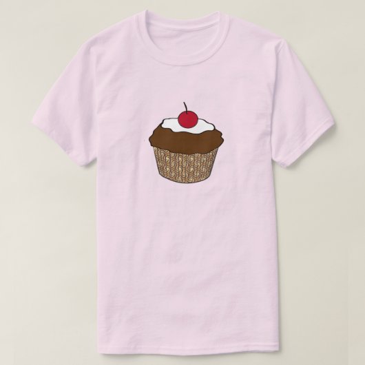 Chocolade Cupcake met een Kers T-shirt (Design voorkant)