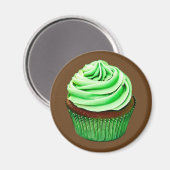 Chocolade Cupcake met mint-kantelen Magneet (Voorkant / Achterkant)