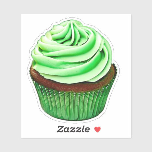 Chocolade Cupcake met mint-kantelen Sticker (Vel)