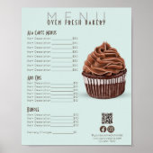 Chocolade Cupcake Mint Menu Bakkerij Prijslijst Poster (Voorkant)