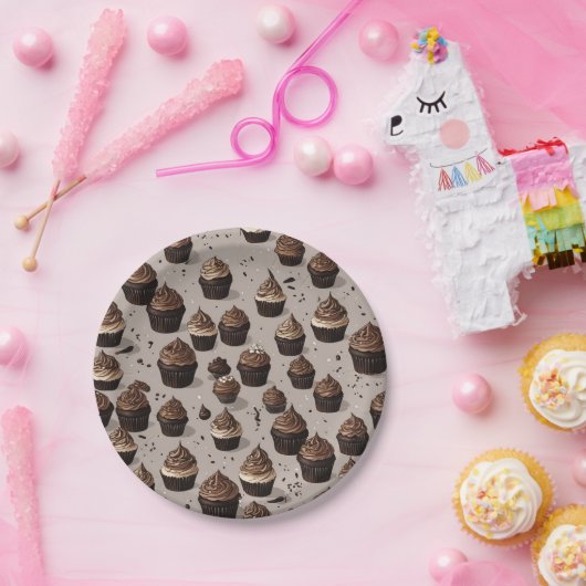 Chocolade Cupcake Papieren Bordje (Feest)