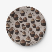 Chocolade Cupcake Papieren Bordje (Voorkant)