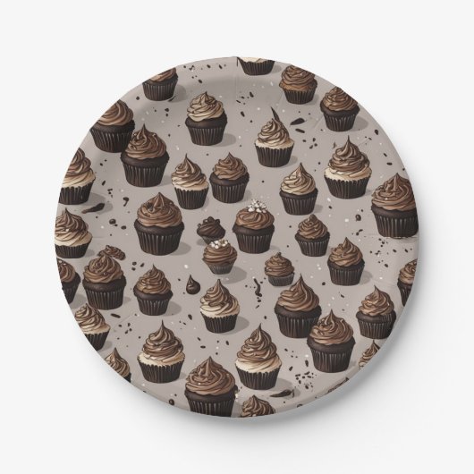 Chocolade Cupcake Papieren Bordje (Voorkant)