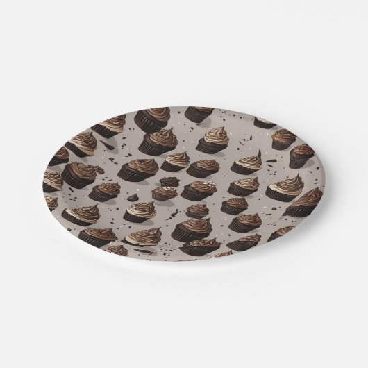 Chocolade Cupcake Papieren Bordje (Gekanteld)