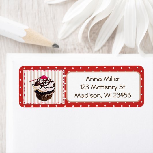 Chocolade Cupcake Red Polka Dot Whimsical Labels (Insitu)