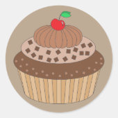 Chocolade Cupcake Ronde Sticker (Voorkant)