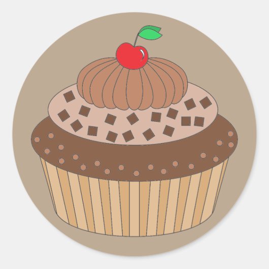 Chocolade Cupcake Ronde Sticker (Voorkant)