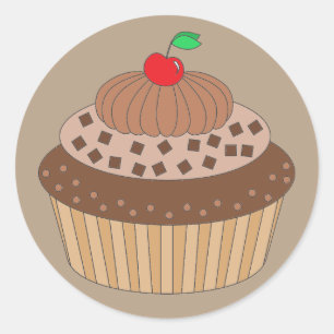Chocolade Cupcake Ronde Sticker