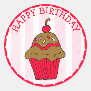 Chocolade Cupcake Ronde Sticker