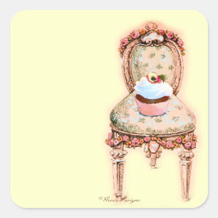 Chocolade Cupcake Roze Frans voorzitterschap Vierkante Sticker