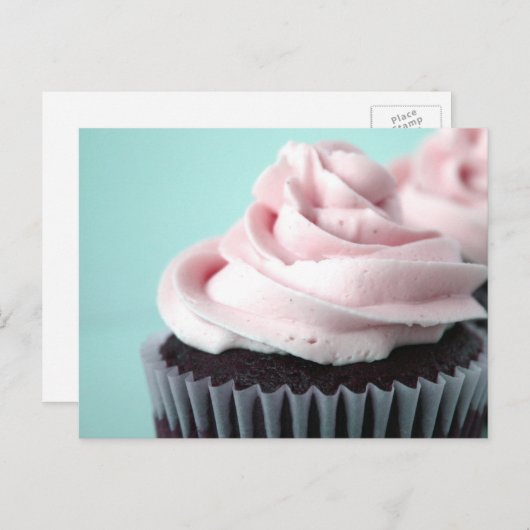Chocolade Cupcake Roze vanille, bevroren Briefkaart (Voorkant / Achterkant)