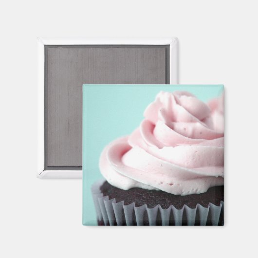 Chocolade Cupcake Roze Vanille Frosting Magneet (Voorkant / Achterkant)