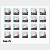 Chocolade Cupcake Roze Vanille Frosting Vierkante Sticker (Vel)