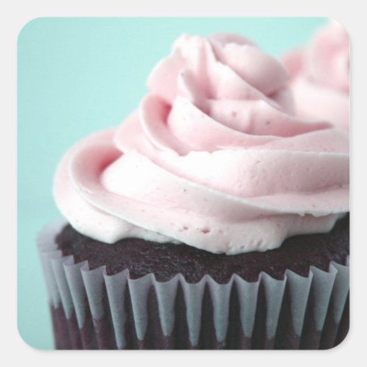 Chocolade Cupcake Roze Vanille Frosting Vierkante Sticker (Voorkant)