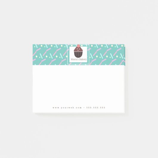 Chocolade Cupcake Sprinkles Bakery Cake Logo Post-it® Notes (Voorkant)