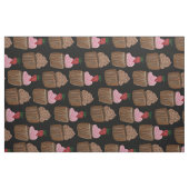 Chocolade Cupcake Strawberry Pattern Black Stof (Fat Quarter)