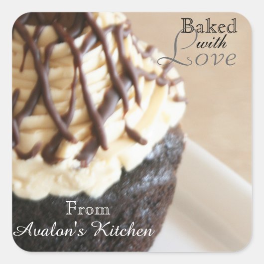 Chocolade Cupcake Vierkante Bakken Stickers (Voorkant)