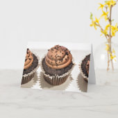 Chocolade Cupcake Wenskaart Kaart (Gele Bloem)
