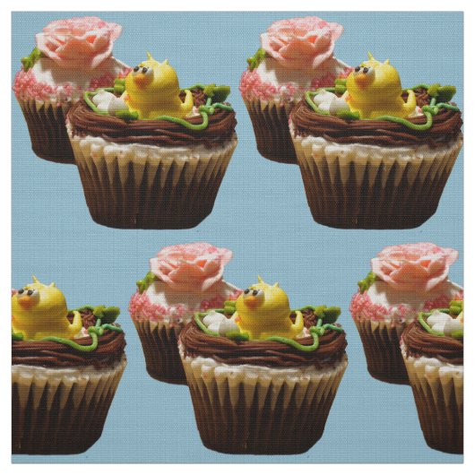 Chocolade Cupcakes Bird & Roos Poly Weave Fabric Stof (Swatch)