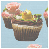 Chocolade Cupcakes Bird & Roos Poly Weave Fabric Stof (Close Up)