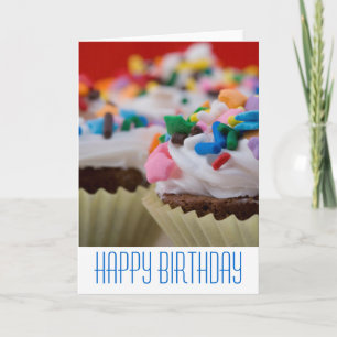 Chocolade Cupcakes met Icing en Sprinkles Kaart