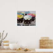 Chocolade cupcakes op een "koekjestop" 2 poster (Keuken)
