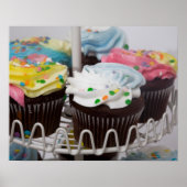 Chocolade cupcakes op een "koekjestop" 2 poster (Voorkant)