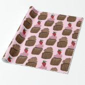 Chocolade Cupcakes op roze cadeau Cadeaupapier (Uitgerold)