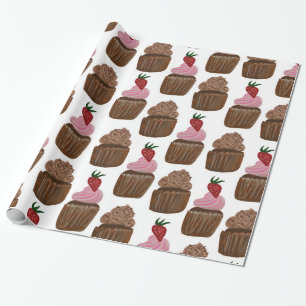 Chocolade Cupcakes op White Gift Cadeaupapier
