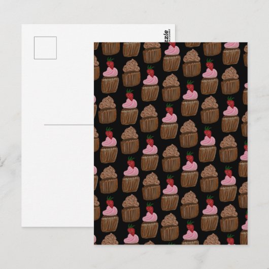 Chocolade Cupcakes Patroon Gefeliciteerd Briefkaart (Voorkant / Achterkant)