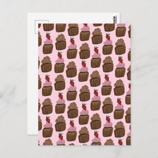 Chocolade Cupcakes Patroon Gelukkige Verjaardag Briefkaart (Voorkant / Achterkant)