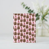 Chocolade Cupcakes Pattern Happy Birthday Briefkaart (Staand voorkant)