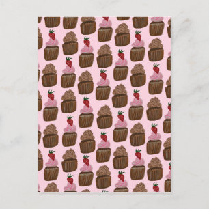 Chocolade Cupcakes Pattern Happy Birthday Briefkaart