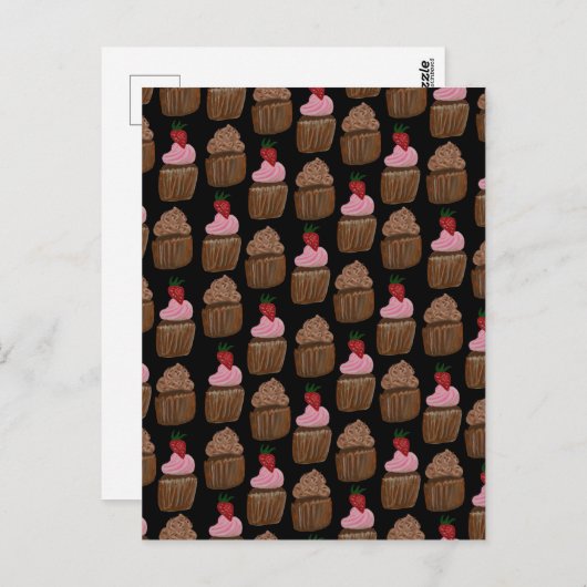 Chocolade Cupcakes Pattern Happy Birthday Briefkaart (Voorkant / Achterkant)