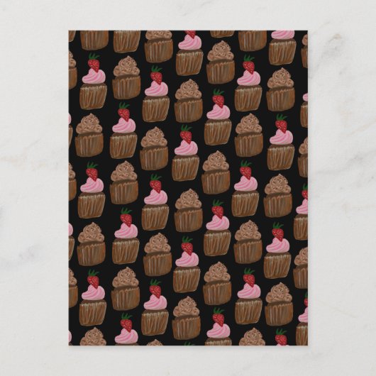 Chocolade Cupcakes Pattern Happy Birthday Briefkaart (Voorkant)