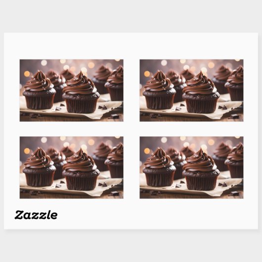 Chocolade Cupcakes Rechthoekige Sticker (Vel)