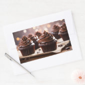 Chocolade Cupcakes Rechthoekige Sticker (Envelop)