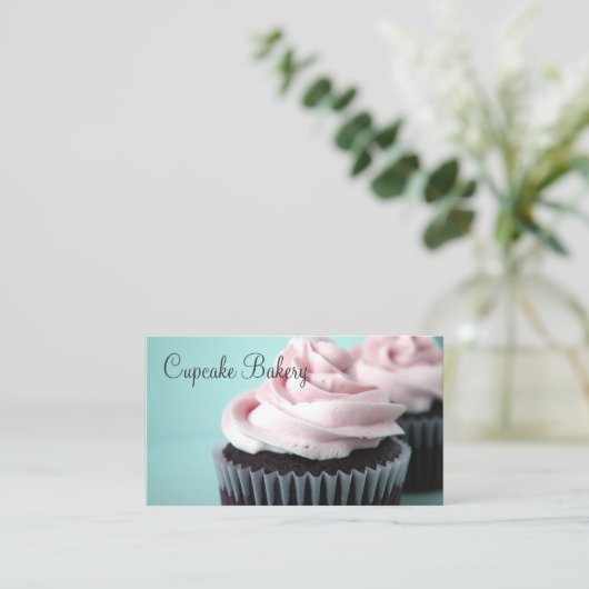 Chocolade Cupcakes Roze vanille, bevroren Visitekaartje (Staand voorkant)