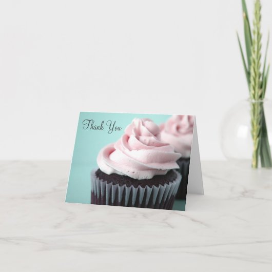Chocolade Cupcakes Roze Vanille Frosting Bedankt (Voorkant)