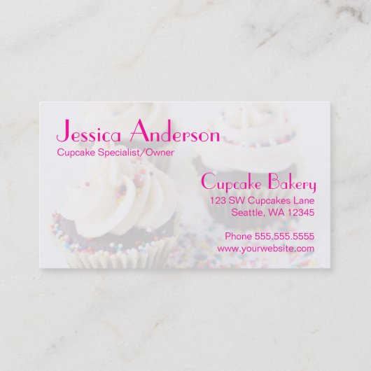 Chocolade Cupcakes Sprinkles Vanilla Frosting Visitekaartje (Achterkant)