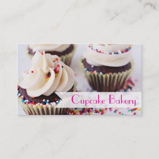 Chocolade Cupcakes Sprinkles Vanilla Frosting Visitekaartje (Voorkant)