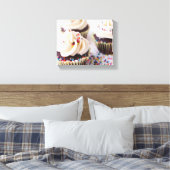 Chocolade Cupcakes Sprinkles Vanille Frosting Canvas Afdruk (Insitu (Slaapkamer))