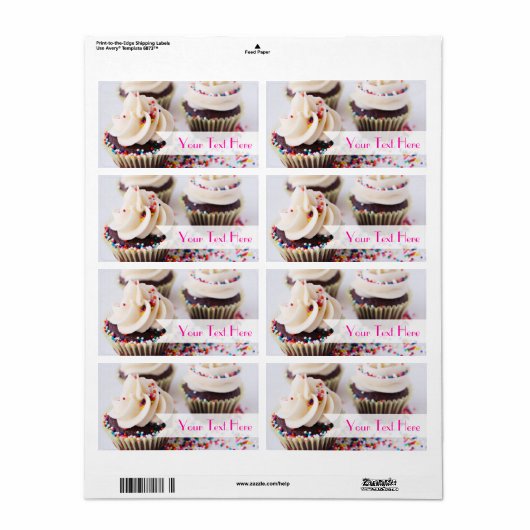 Chocolade Cupcakes Sprinkles Vanille Frosting Etiket (Full Sheet)