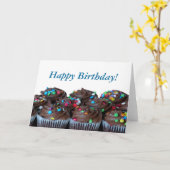Chocolade Cupcakes Verjaardagskaarten Kaart (Gele Bloem)