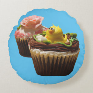 Chocolade Cupcakes Vogel & Roos Ronde Kussenhoes Rond Kussen