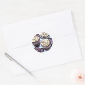 Chocolade Cupcakes wit kers Ronde Sticker (Envelop)