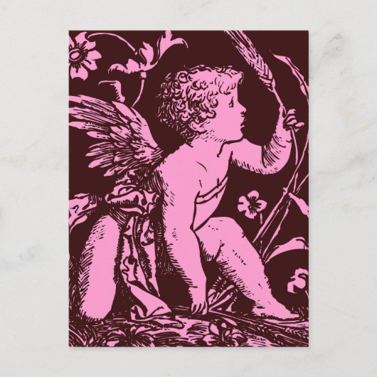 Chocolade cupid met  tarwesteel briefkaart (Voorkant)