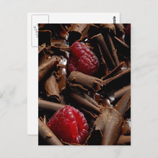 Chocolade Curls en frambozen Briefkaart (Voorkant / Achterkant)