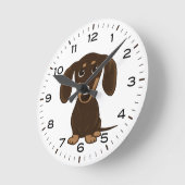 Chocolade Dachshund Cute Wiener Dog Ronde Klok (Hoek)