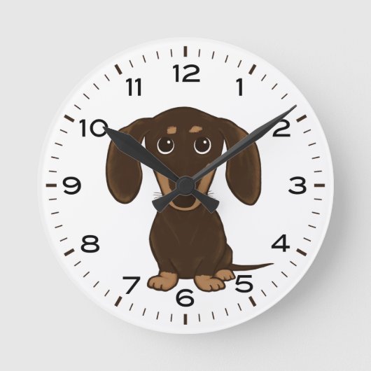 Chocolade Dachshund Cute Wiener Dog Ronde Klok (Voorkant)